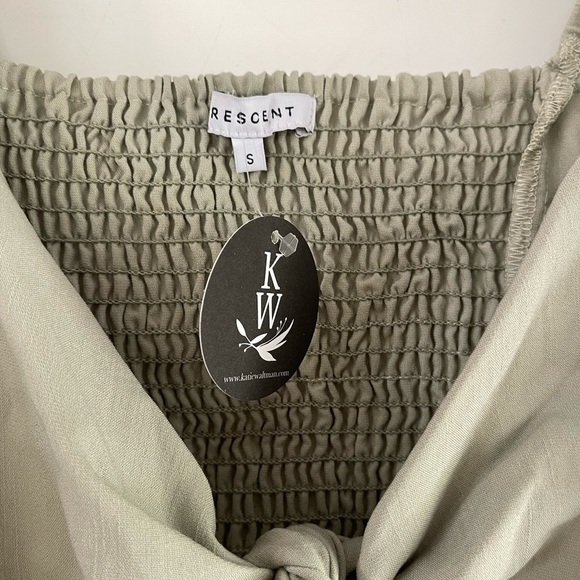 Crescent Boutique Tie Front Midi Dress Sage Green - S - Picture 2 of 3